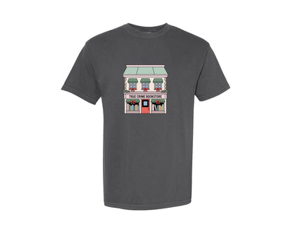 brand:Comfort Colors|color:Pepper|Christmas True Crime Bookstore Book 2 Graphic T-Shirt