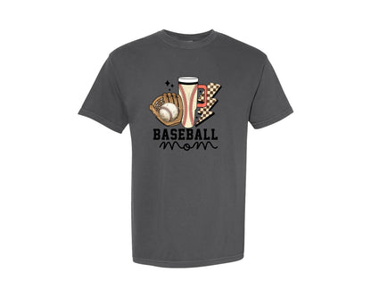 brand:Comfort Colors|color:Pepper|Baseball Mom 7 Graphic T-Shirt