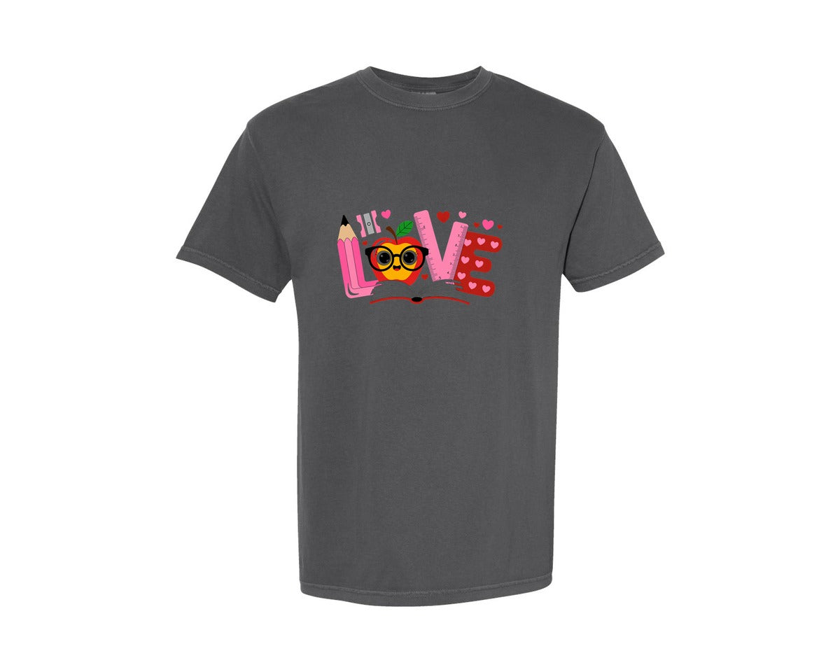 brand:Comfort Colors|color:Pepper|Love Teacher Valentine Love Graphic T-Shirt