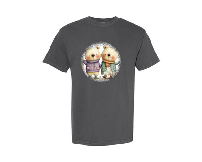 brand:Comfort Colors|color:Pepper|Couple Animals Round Tshirt 28 Graphic T-Shirt