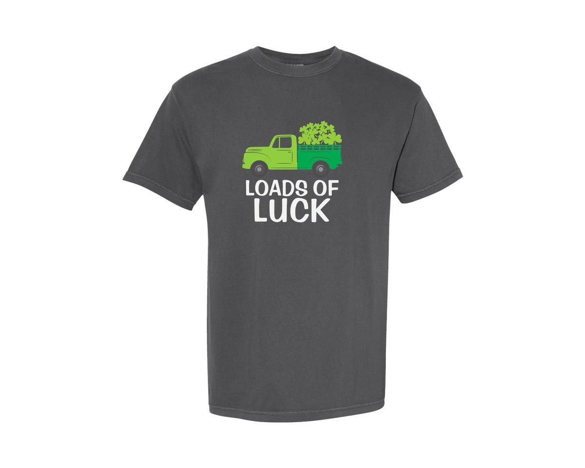 brand:Comfort Colors|color:Pepper|Loads Of Luck Tractor St Patricks Day Graphic T-Shirt