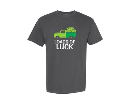brand:Comfort Colors|color:Pepper|Loads Of Luck Tractor St Patricks Day Graphic T-Shirt