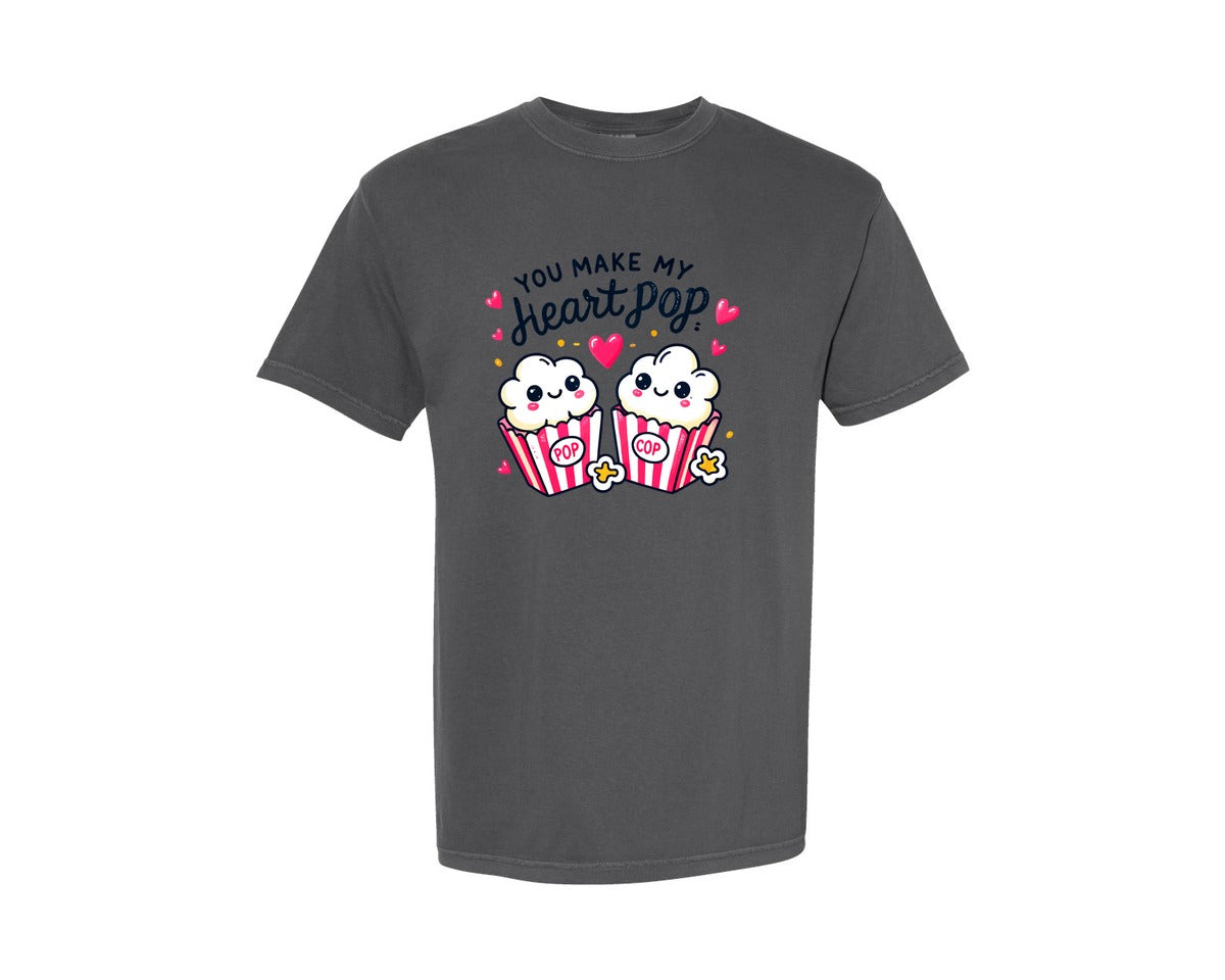 brand:Comfort Colors|color:Pepper|You Make My Heart Pop Valentine 9 Graphic T-Shirt
