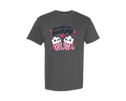 brand:Comfort Colors|color:Pepper|You Make My Heart Pop Valentine 9 Graphic T-Shirt