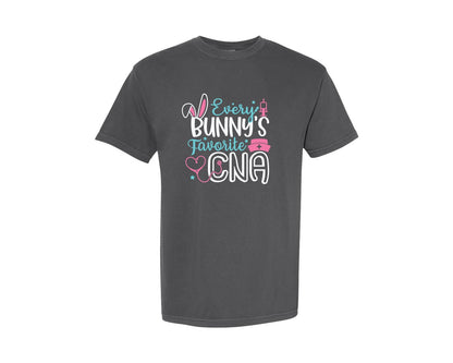 brand:Comfort Colors|color:Pepper|Every Bunnys Favorite Cna Easter Graphic T-Shirt