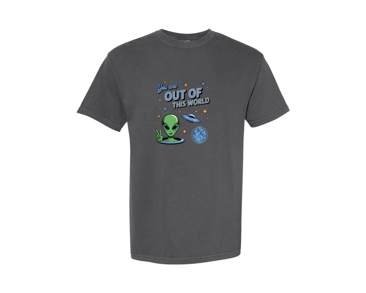 brand:Comfort Colors|color:Pepper|Alien Peace Out Of This World Graphic T-Shirt