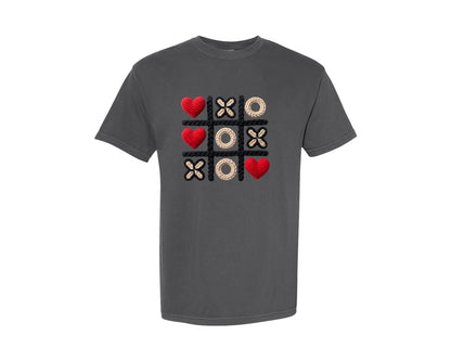 brand:Comfort Colors|color:Pepper|Xoxo Valentine Day Heart Crochet Graphic T-Shirt