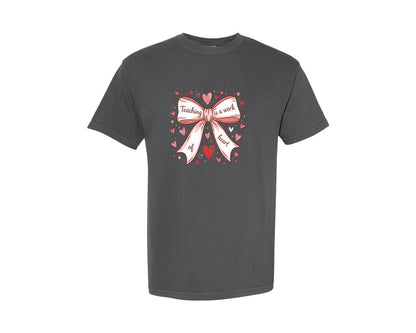 brand:Comfort Colors|color:Pepper|Coquette Teacher Valentine Sweatshirt Graphic T-Shirt