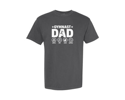 brand:Comfort Colors|color:Pepper|Fathers Day Gymnast Dad Proud Gymnastics Graphic T-Shirt