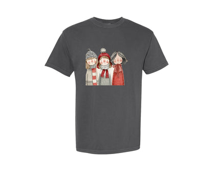 brand:Comfort Colors|color:Pepper|Whimsical Winter Christmas Girl 12 Graphic T-Shirt