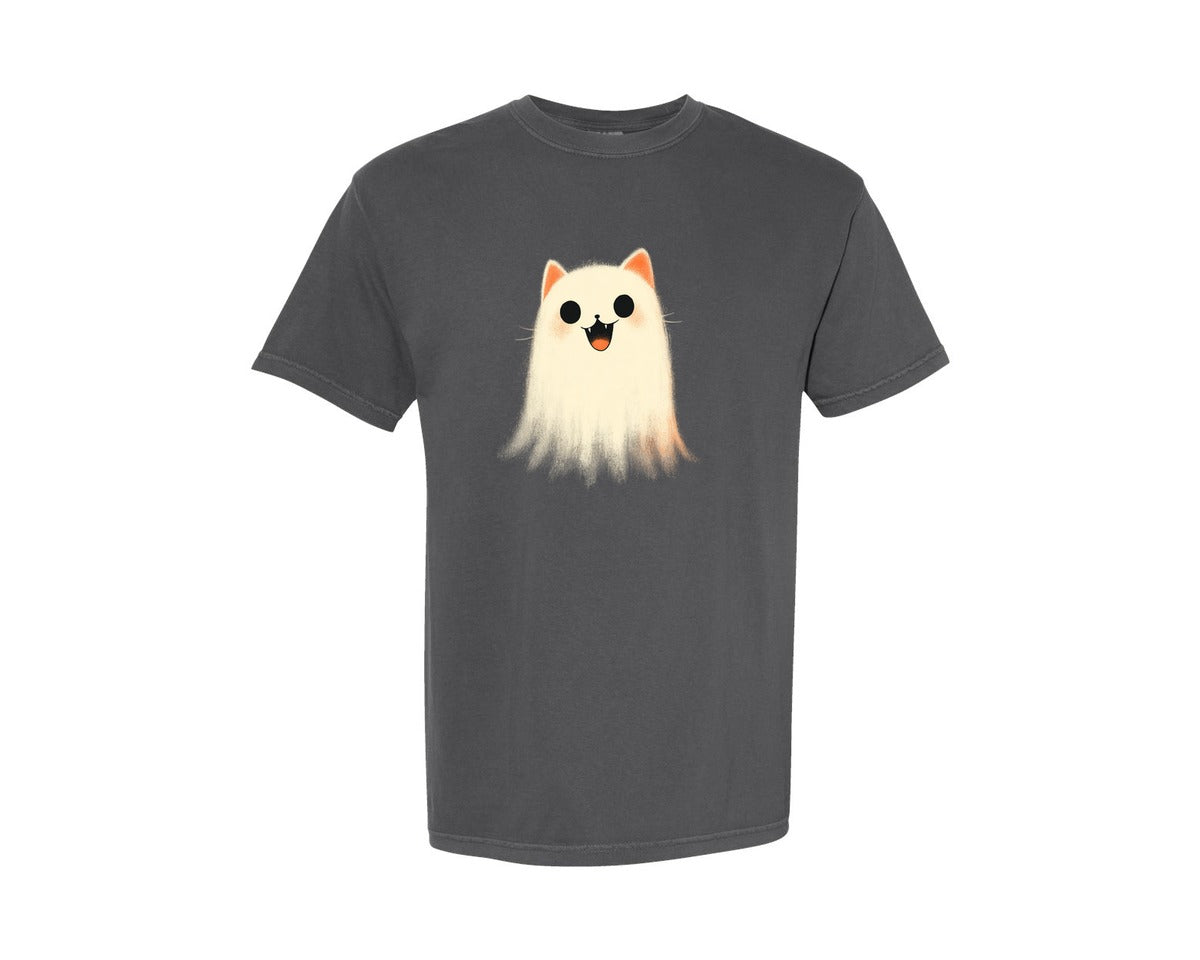 brand:Comfort Colors|color:Pepper|Halloween Ghost And Cat 7 Graphic T-Shirt