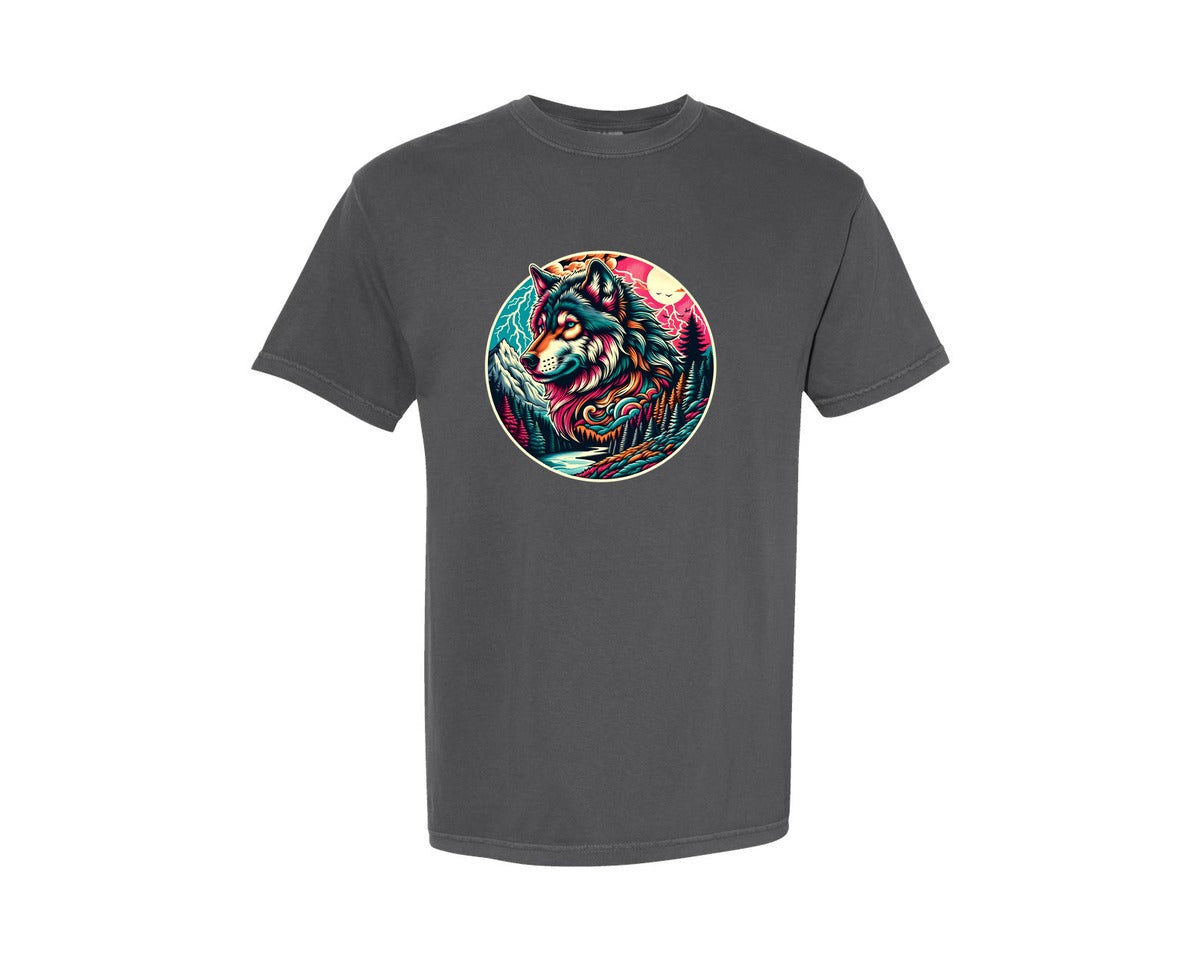 brand:Comfort Colors|color:Pepper|Vintage Wolf 90S Graphic Shirt Graphic T-Shirt