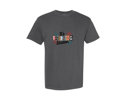 brand:Comfort Colors|color:Pepper|Its Freezing Season Trendy Winter Graphic T-Shirt