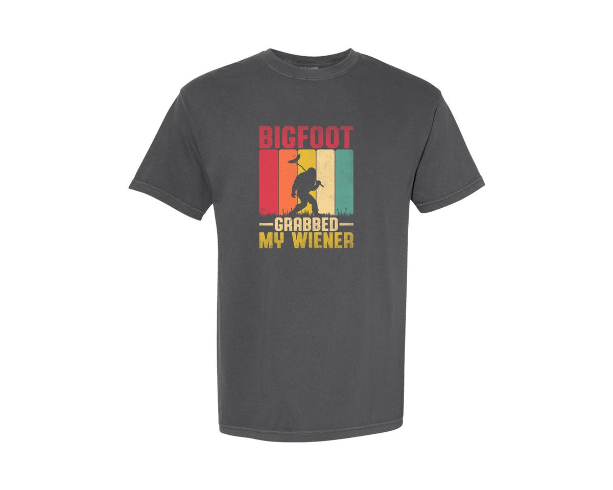 brand:Comfort Colors|color:Pepper|Bigfoot Grabbed My Wiener Sasquatch Graphic T-Shirt