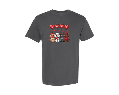 brand:Comfort Colors|color:Pepper|Cute Valentine Poodle Dogs Graphic T-Shirt