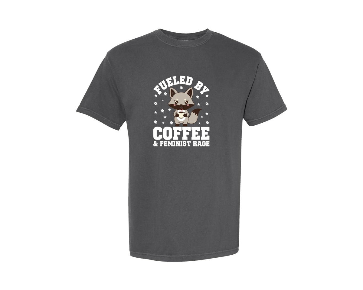 brand:Comfort Colors|color:Pepper|Fueled By Coffee Feminist Rage T Shirt Graphic T-Shirt
