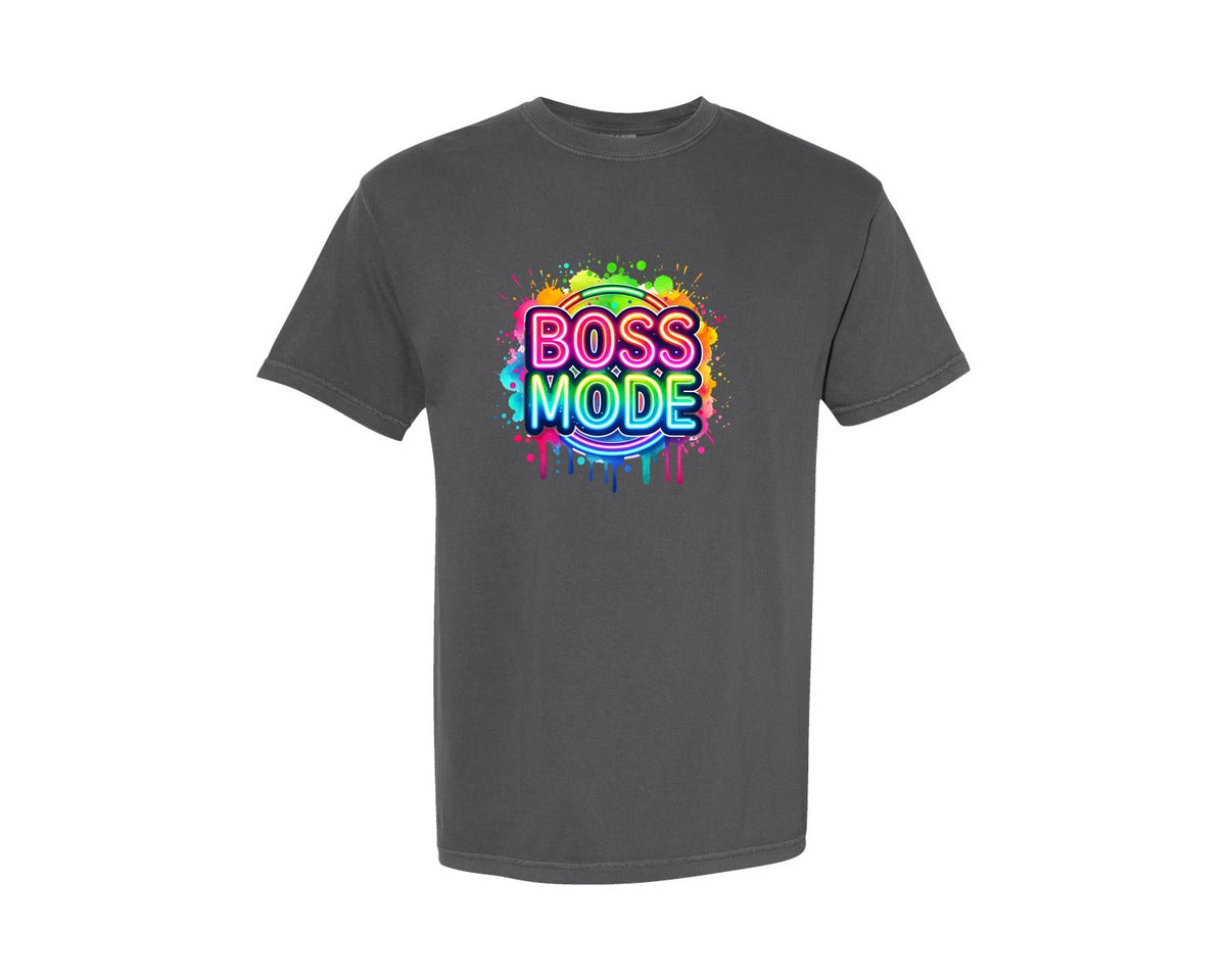 brand:Comfort Colors|color:Pepper|Colorful Boss Mode Business Owner Graphic T-Shirt