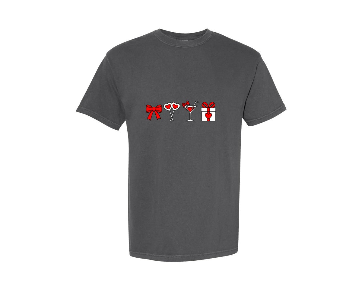 brand:Comfort Colors|color:Pepper|Coquette Valentine Embroidery Design Graphic T-Shirt