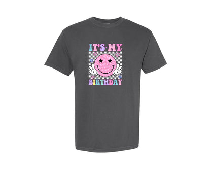 brand:Comfort Colors|color:Pepper|Leopard Groovy Its My Birthday Graphic T-Shirt