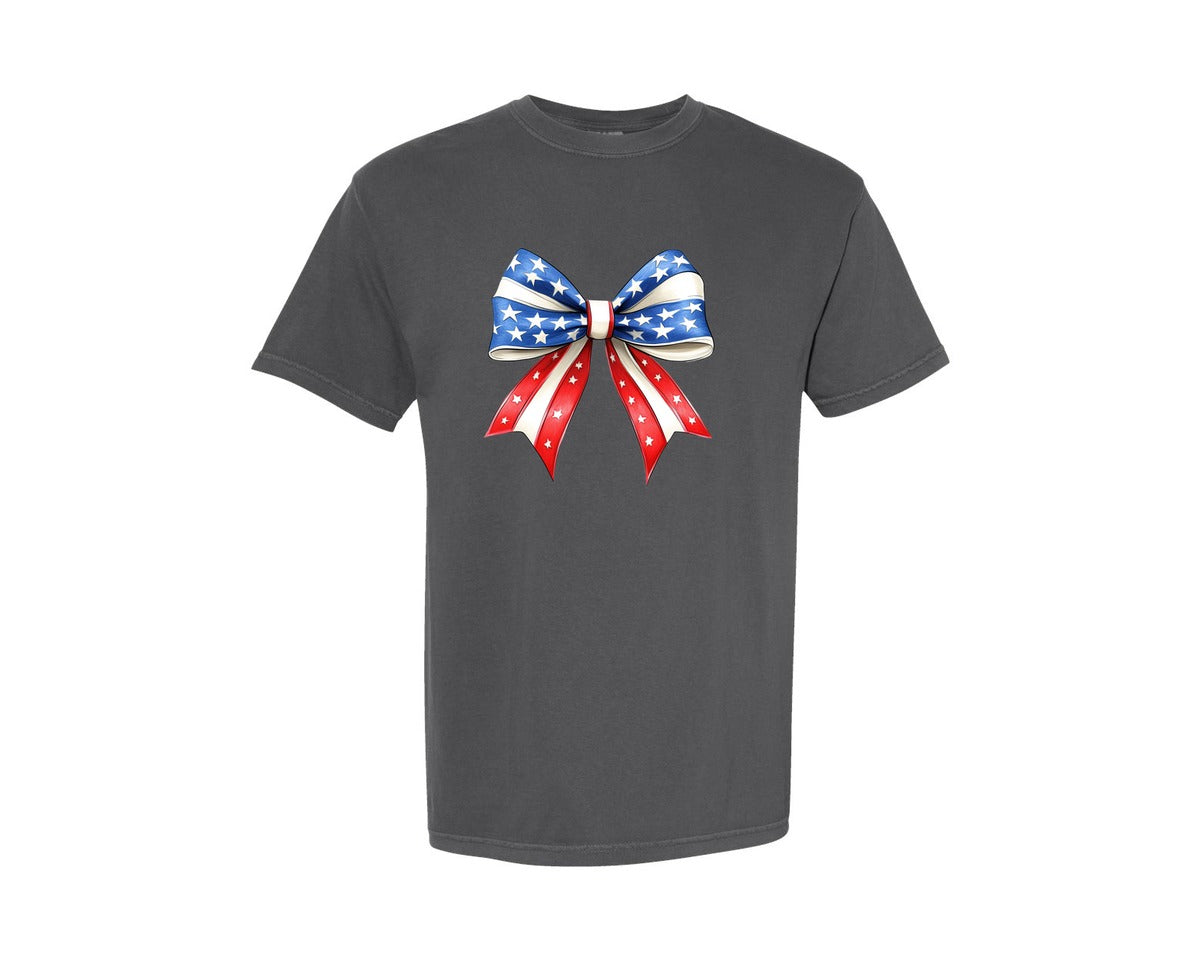 brand:Comfort Colors|color:Pepper|4Th Of July Bow Design T Shirt 7 Graphic T-Shirt