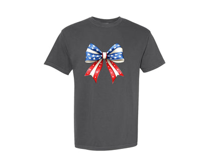 brand:Comfort Colors|color:Pepper|4Th Of July Bow Design T Shirt 7 Graphic T-Shirt