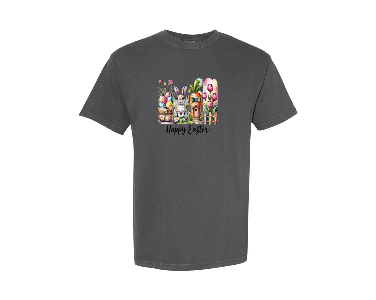 brand:Comfort Colors|color:Pepper|Happy Easter Bunny Vintage Easter Graphic T-Shirt