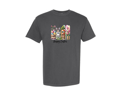 brand:Comfort Colors|color:Pepper|Happy Easter Bunny Vintage Easter Graphic T-Shirt