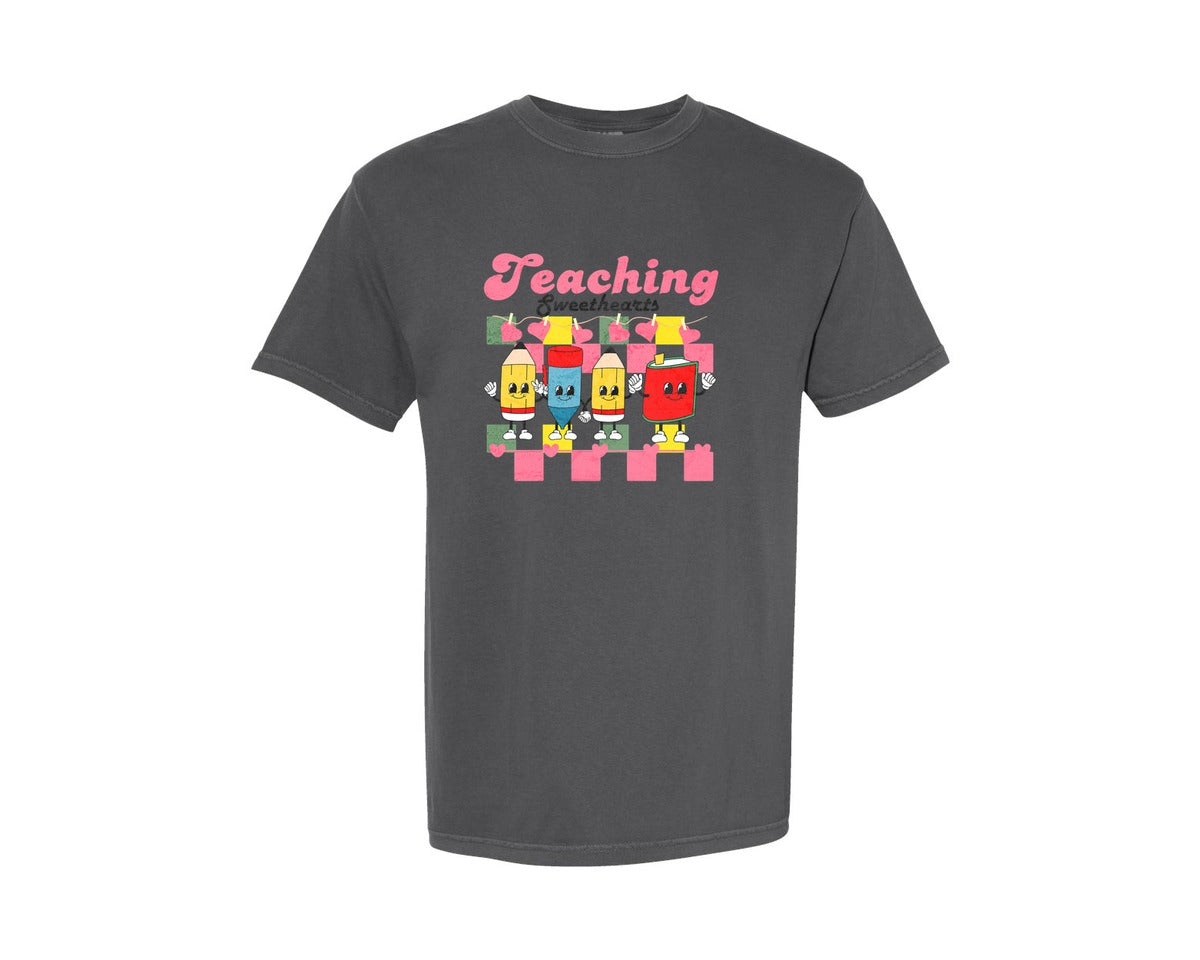 brand:Comfort Colors|color:Pepper|Teaching Sweethearts Teacher Graphic T-Shirt