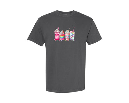 brand:Comfort Colors|color:Pepper|Valentines Day Milkshakes Hearts Graphic T-Shirt