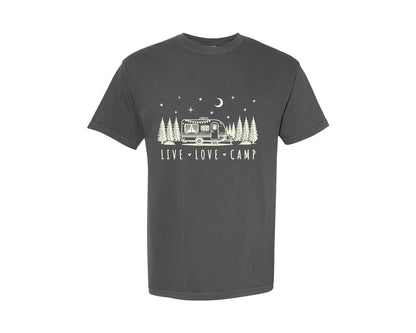 brand:Comfort Colors|color:Pepper|Camping Summer Trip Live Love Camp Graphic T-Shirt