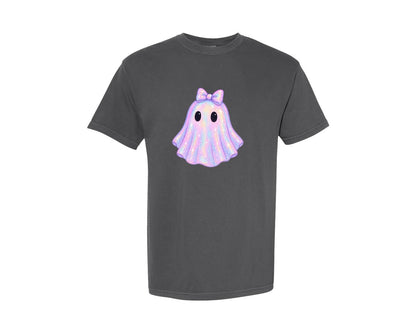 brand:Comfort Colors|color:Pepper|Retro Disco Iridescent Ghost Spooky 2 Graphic T-Shirt