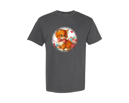 brand:Comfort Colors|color:Pepper|Vintage Valentine Round Tshirt 40 Graphic T-Shirt