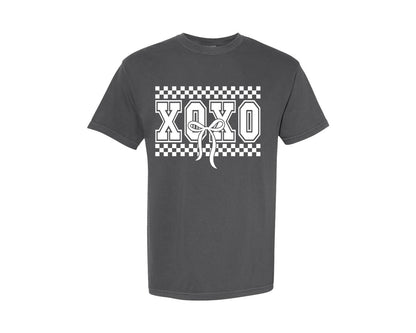 brand:Comfort Colors|color:Pepper|Valentine Coquette Bow Xoxo 4 Graphic T-Shirt