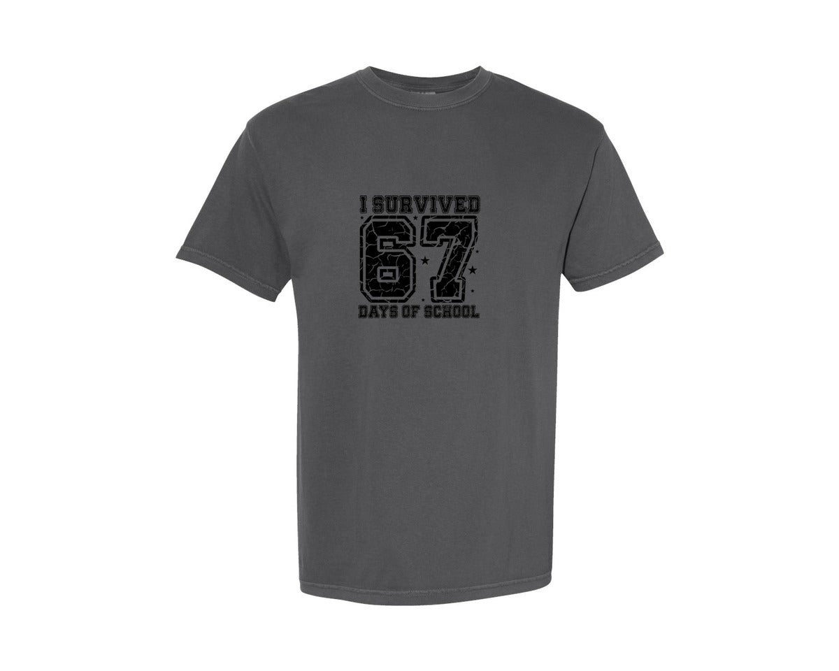 brand:Comfort Colors|color:Pepper|I Survived 67 Days Of School 17 Graphic T-Shirt
