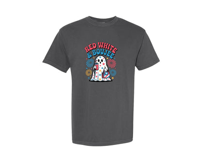 brand:Comfort Colors|color:Pepper|4Th Of July Boujee Ghost Graphic T-Shirt