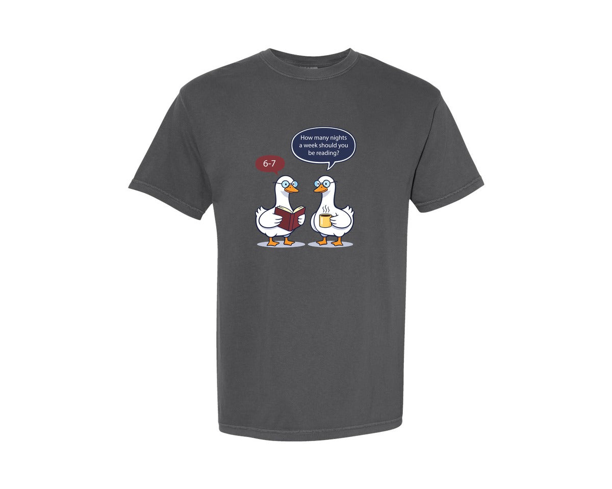 brand:Comfort Colors|color:Pepper|Funny Reading Meme 6 7 Nights Duck Graphic T-Shirt