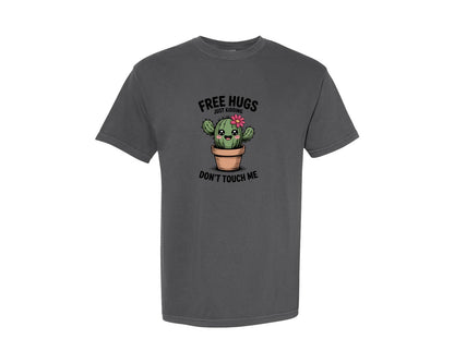 brand:Comfort Colors|color:Pepper|Free Hugs Just Kidding Dont Touch Me 32 Graphic T-Shirt
