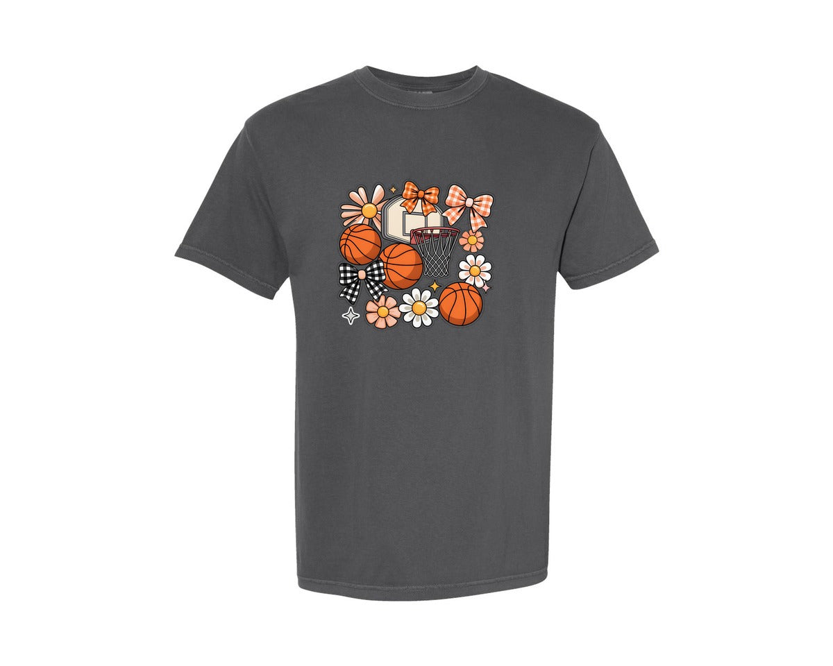 brand:Comfort Colors|color:Pepper|Basketball Coquette Game Day Basket 3 Graphic T-Shirt