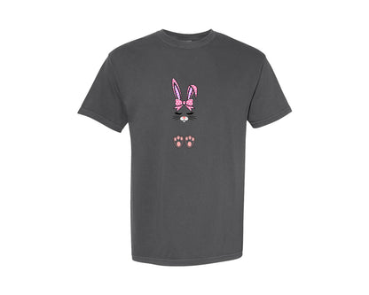 brand:Comfort Colors|color:Pepper|Easter Bunny Monogram Boy Girl Rabbit Graphic T-Shirt