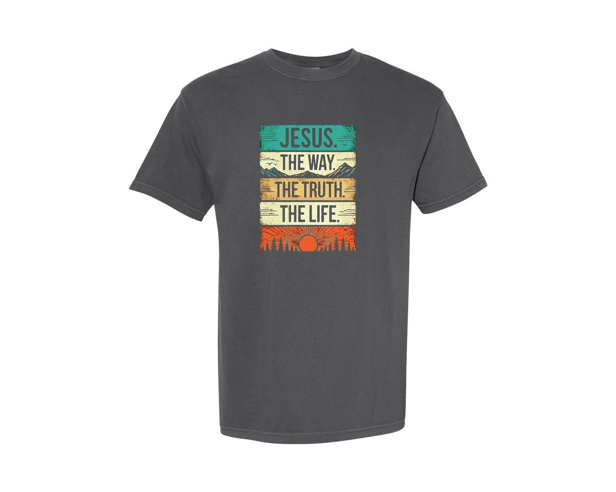 brand:Comfort Colors|color:Pepper|Jesus The Way Truth Life Christian Graphic T-Shirt