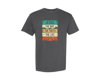 brand:Comfort Colors|color:Pepper|Jesus The Way Truth Life Christian Graphic T-Shirt