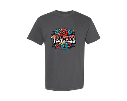 brand:Comfort Colors|color:Pepper|Retro Teacher Graphic T-Shirt