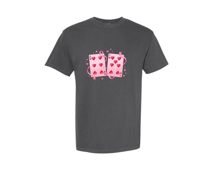 brand:Comfort Colors|color:Pepper|6 7 Hearts Cards Valentine Day Tshirt Design 2 Graphic T-Shirt