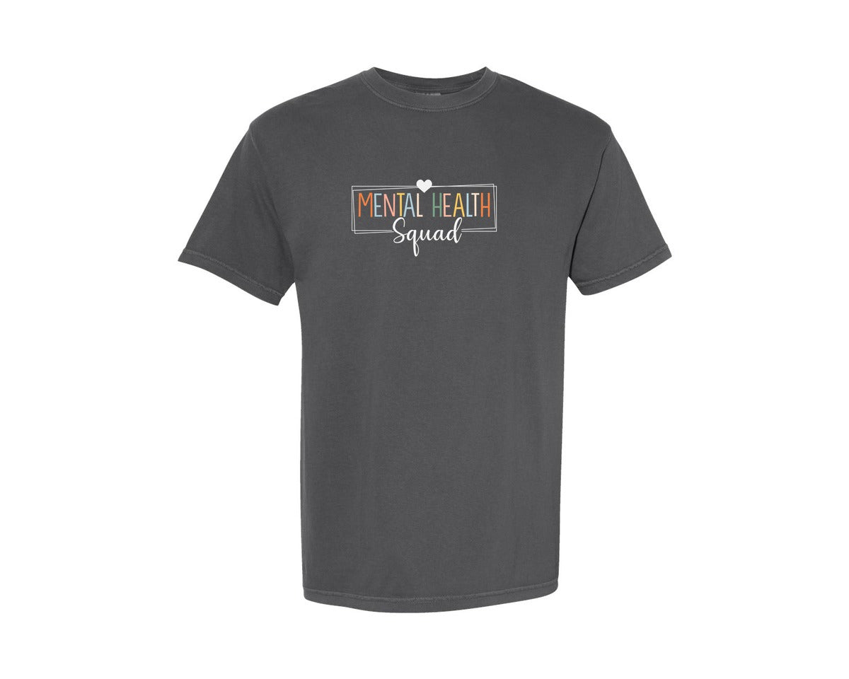 brand:Comfort Colors|color:Pepper|Mental Health Squad Brain Illness Mental Graphic T-Shirt