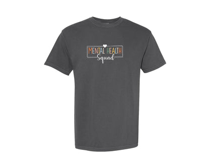 brand:Comfort Colors|color:Pepper|Mental Health Squad Brain Illness Mental Graphic T-Shirt