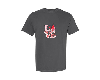 brand:Comfort Colors|color:Pepper|Love Valentine Gnome Doodle Graphic T-Shirt