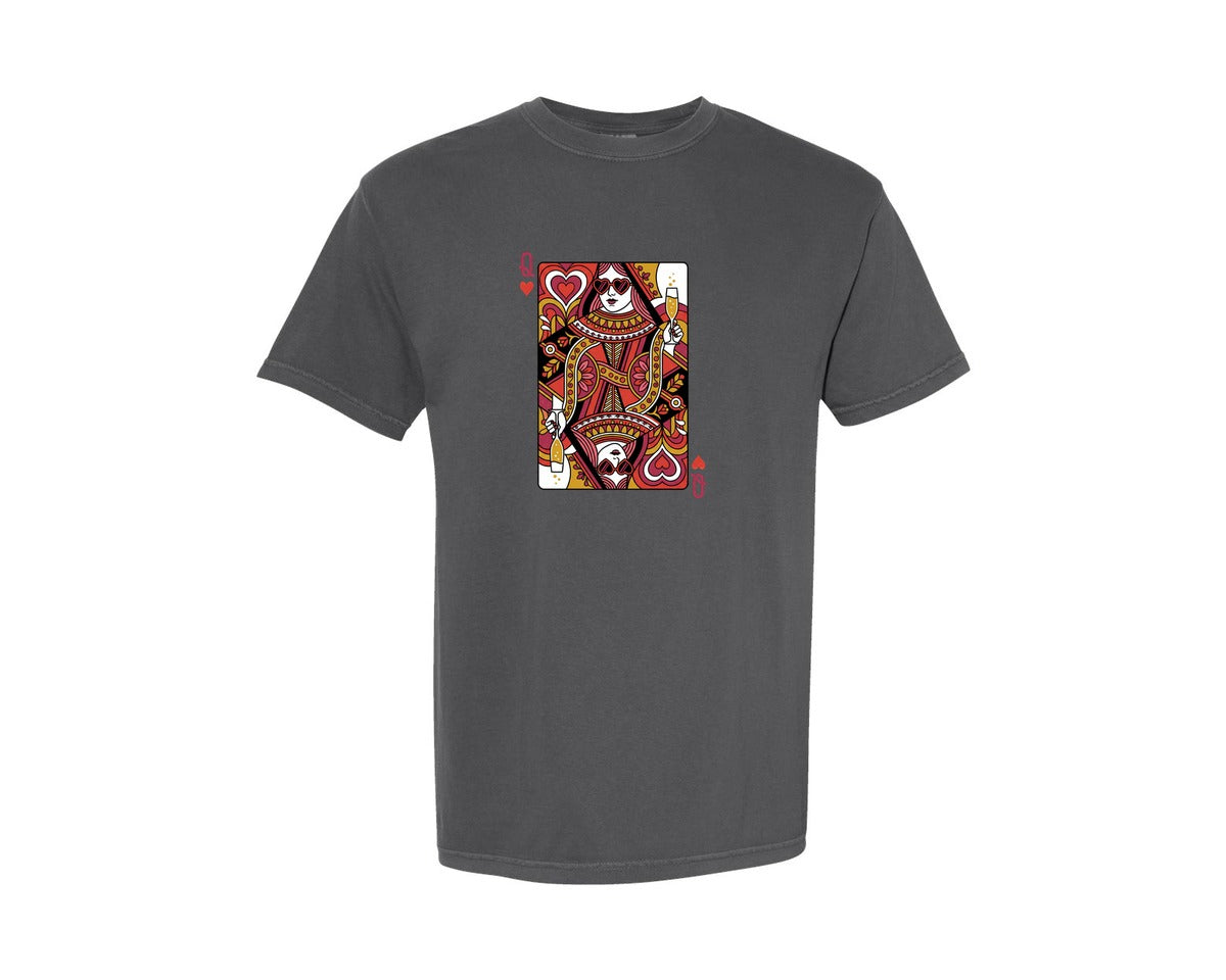 brand:Comfort Colors|color:Pepper|Queen Of Hearts Valentine Graphic T-Shirt