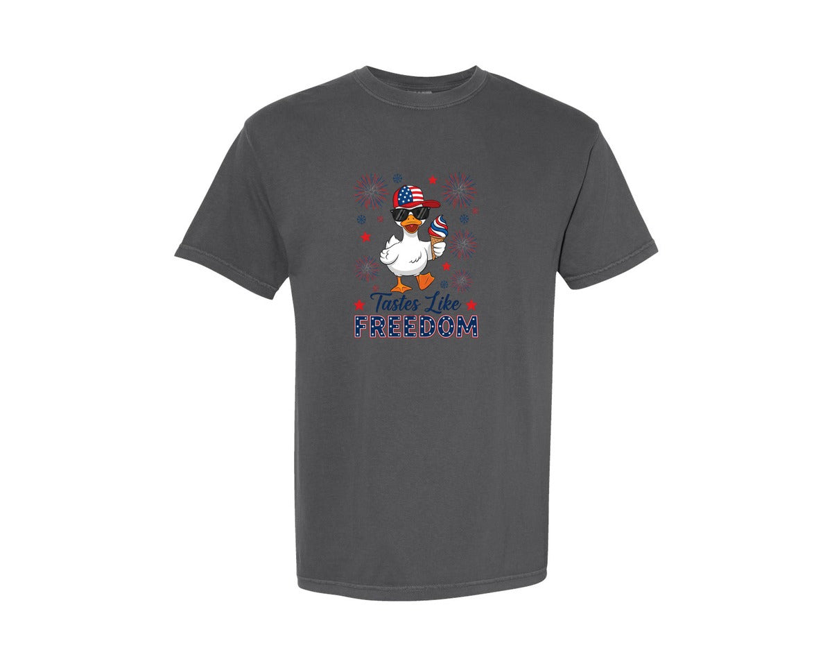 brand:Comfort Colors|color:Pepper|Tastes Like Freedom Goose 4Th Of July Graphic T-Shirt