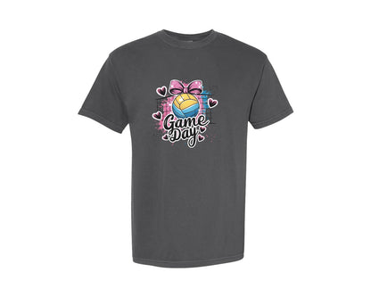 brand:Comfort Colors|color:Pepper|Game Day Volleyball Cute Girly Spo Graphic T-Shirt