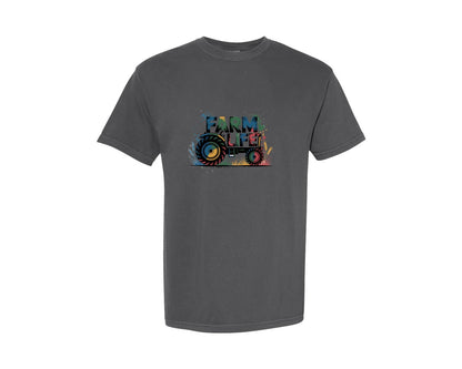 brand:Comfort Colors|color:Pepper|Farm Life Tractor Design Graphic T-Shirt